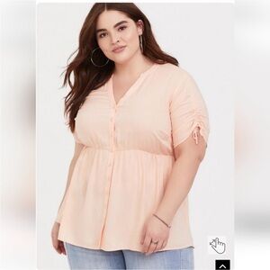 Torrid babydoll challis tie sleeve top size 2